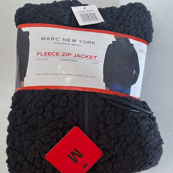 NEW Marc New York Womens Fleece Full Zip Jacket M NWT Hooded Black - Picture 6 of 11